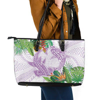 Polynesia Leather Tote Bag Sharks Duo Tropical Lavender LT7 - Polynesian Pride
