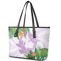 Polynesia Leather Tote Bag Sharks Duo Tropical Lavender LT7 - Polynesian Pride