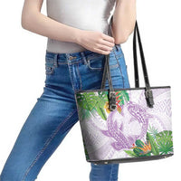 Polynesia Leather Tote Bag Sharks Duo Tropical Lavender LT7 - Polynesian Pride