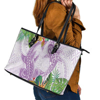 Polynesia Leather Tote Bag Sharks Duo Tropical Lavender LT7 - Polynesian Pride