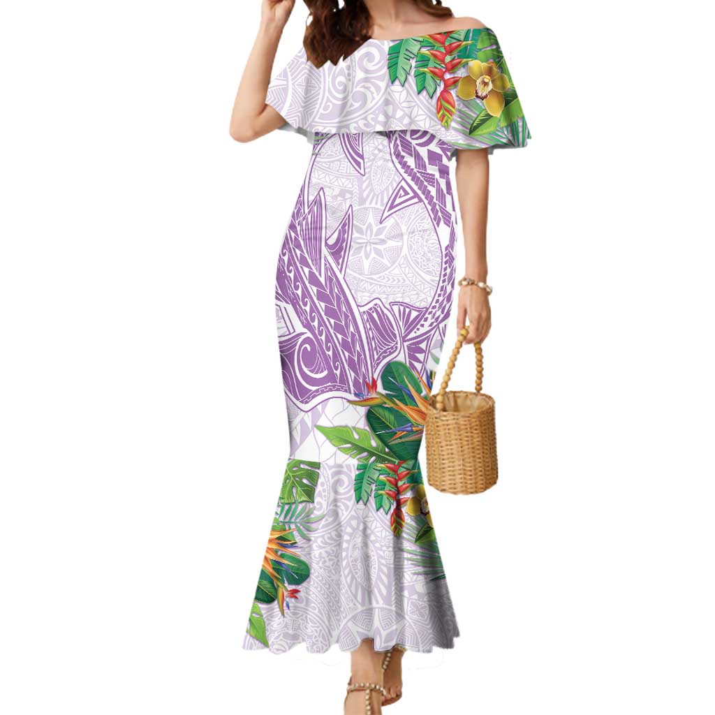 Polynesia Mermaid Dress Sharks Duo Tropical Lavender LT7 Women Lavender - Polynesian Pride