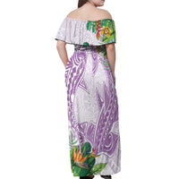 Polynesia Off Shoulder Maxi Dress Sharks Duo Tropical Lavender LT7 - Polynesian Pride