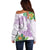 Polynesia Off Shoulder Sweater Sharks Duo Tropical Lavender