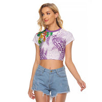 Polynesia Raglan Cropped T Shirt Sharks Duo Tropical Lavender LT7 Female Lavender - Polynesian Pride