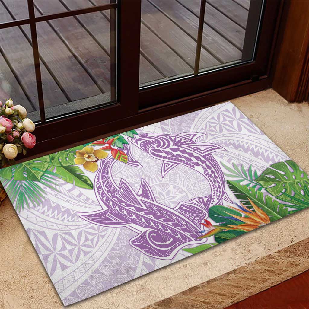 Polynesia Rubber Doormat Sharks Duo Tropical Lavender LT7 - Polynesian Pride