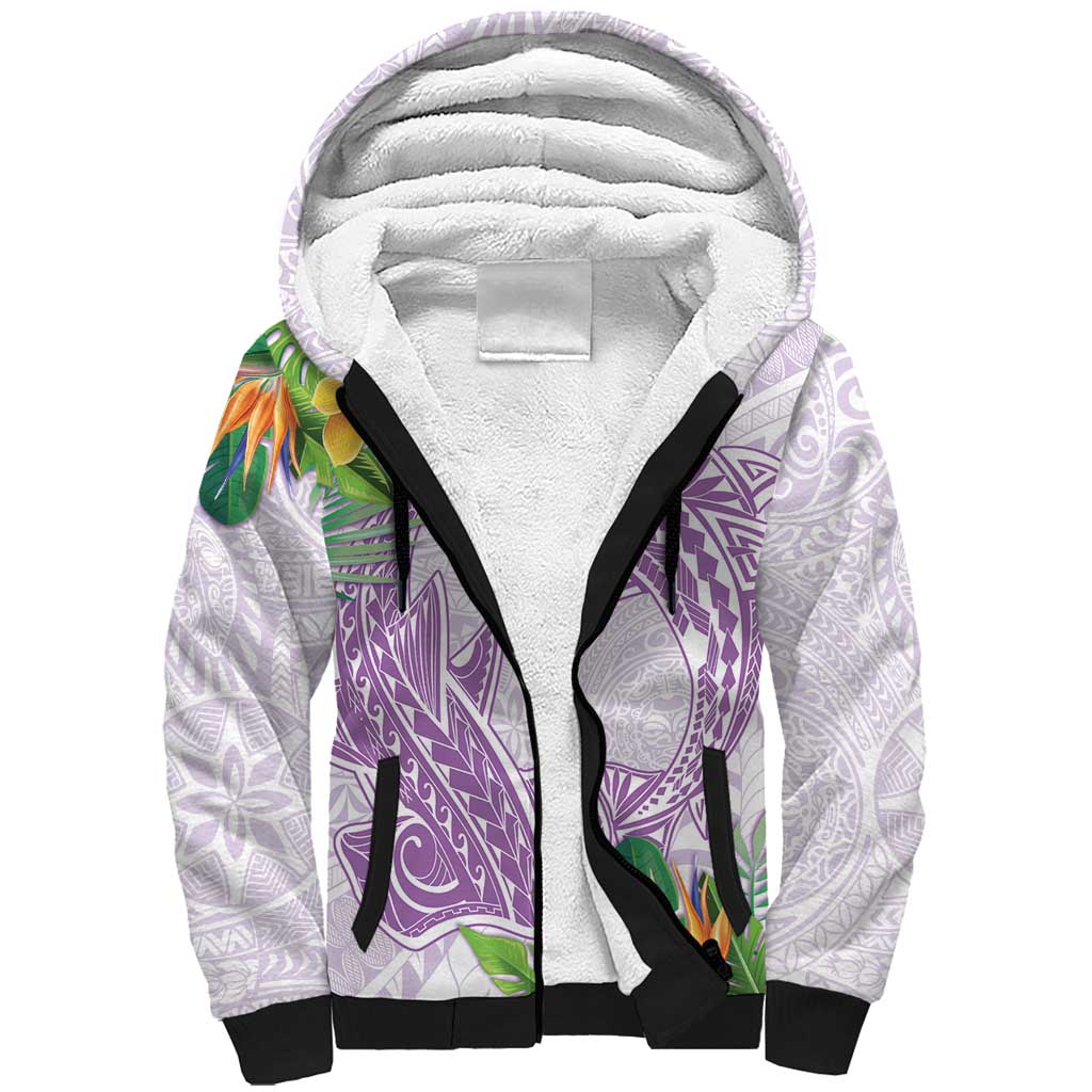 Polynesia Sherpa Hoodie Sharks Duo Tropical Lavender