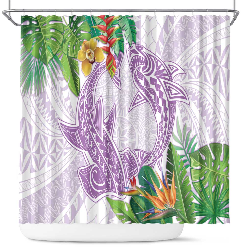 Polynesia Shower Curtain Sharks Duo Tropical Lavender LT7 Lavender - Polynesian Pride