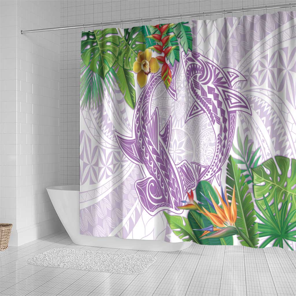 Polynesia Shower Curtain Sharks Duo Tropical Lavender LT7 - Polynesian Pride