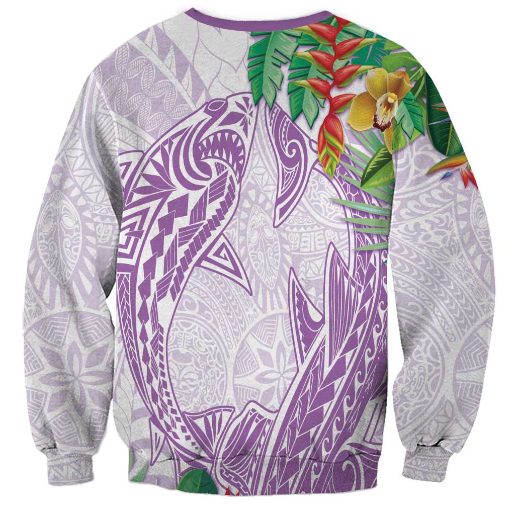Polynesia Sweatshirt Sharks Duo Tropical Lavender LT7 - Polynesian Pride