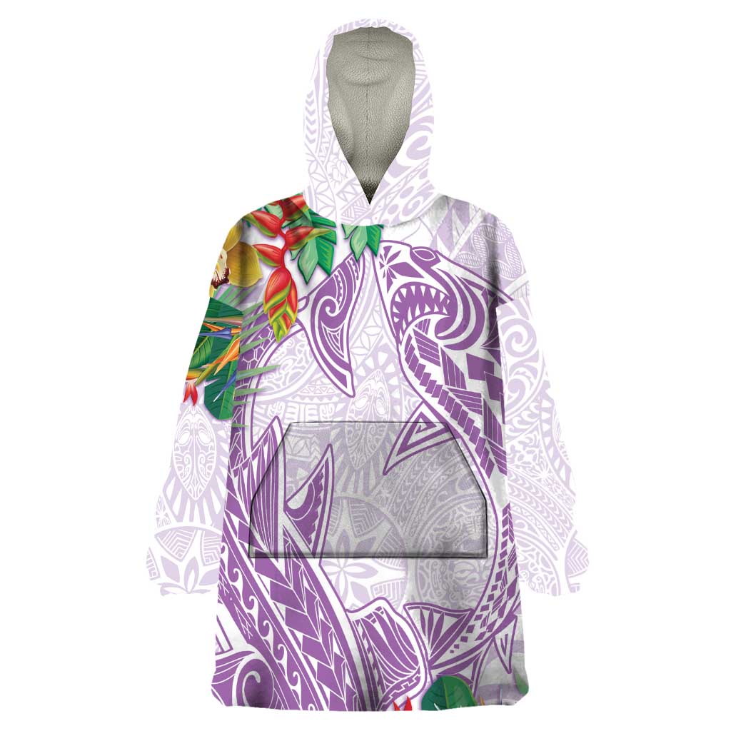 Polynesia Wearable Blanket Hoodie Sharks Duo Tropical Lavender