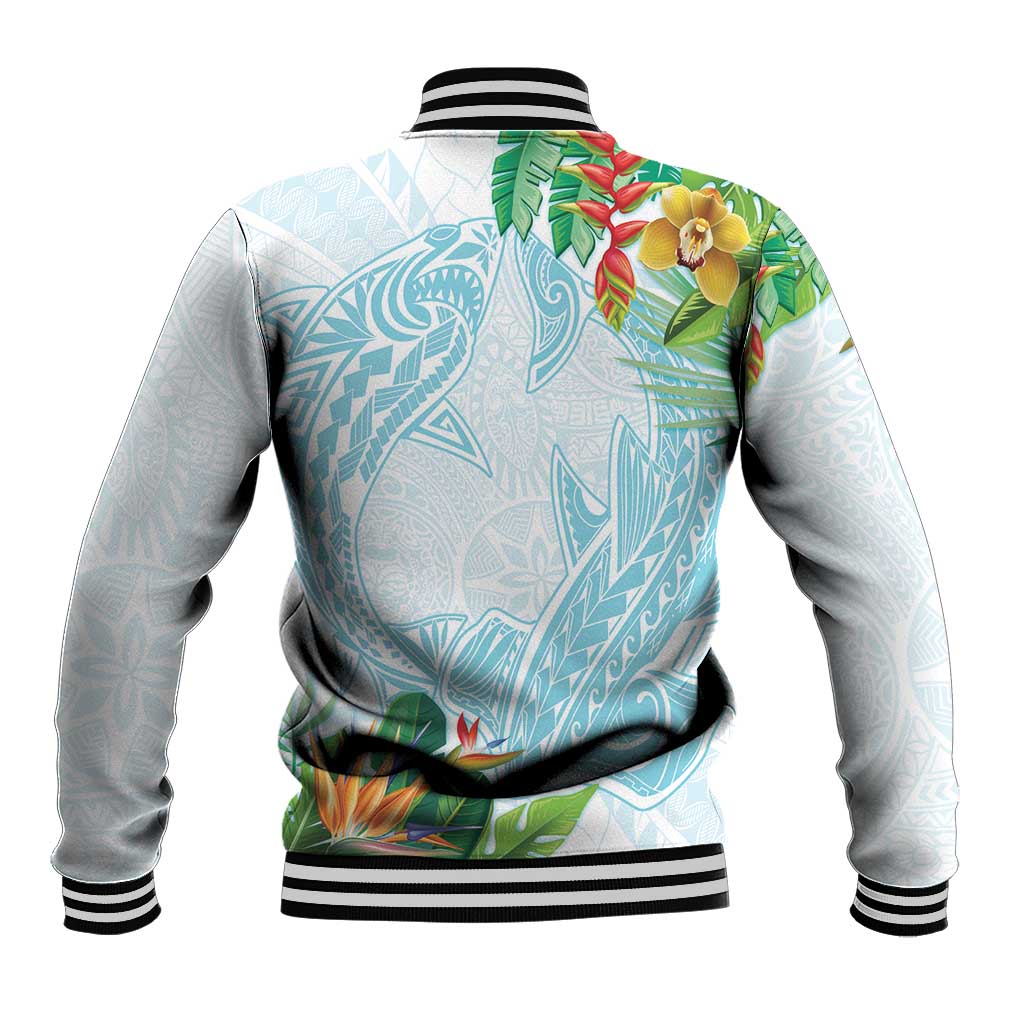 Polynesia Baseball Jacket Sharks Duo Tropical Turquoise LT7 - Polynesian Pride