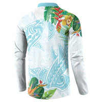Polynesia Button Sweatshirt Sharks Duo Tropical Turquoise LT7 - Polynesian Pride
