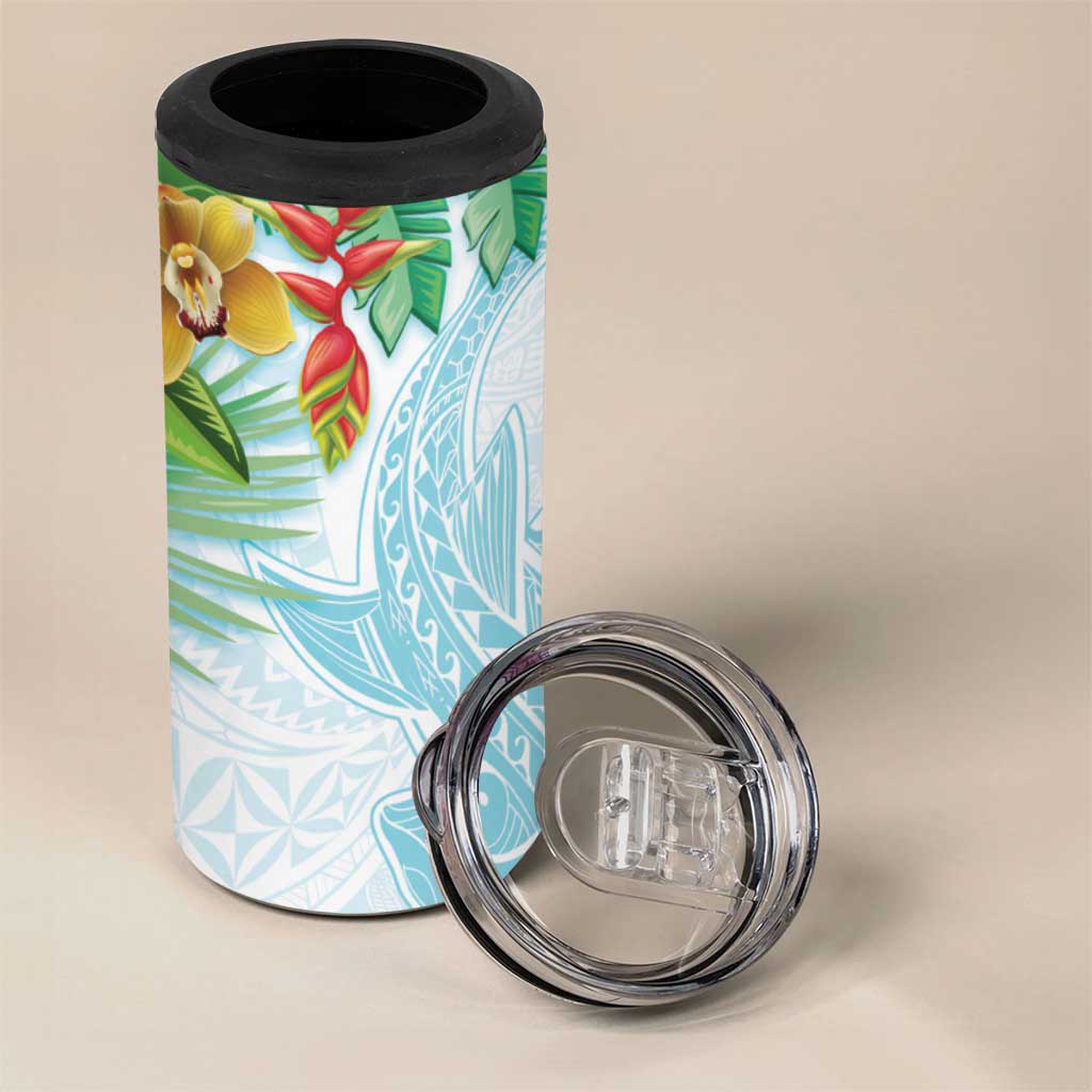 Polynesia 4 in 1 Can Cooler Tumbler Sharks Duo Tropical Turquoise