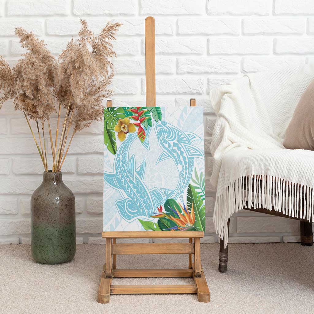 Polynesia Canvas Wall Art Sharks Duo Tropical Turquoise