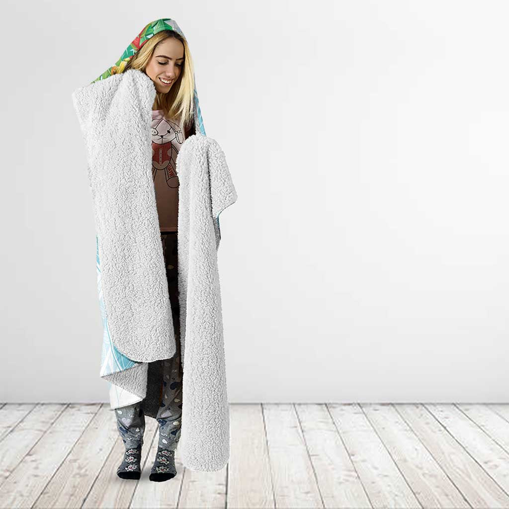 Polynesia Hooded Blanket Sharks Duo Tropical Turquoise