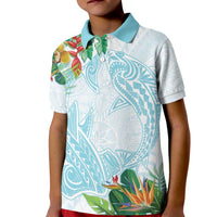 Polynesia Kid Polo Shirt Sharks Duo Tropical Turquoise LT7 Kid Turquoise - Polynesian Pride