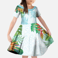 Polynesia Kid Short Sleeve Dress Sharks Duo Tropical Turquoise LT7 KID Turquoise - Polynesian Pride