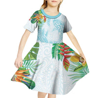 Polynesia Kid Short Sleeve Dress Sharks Duo Tropical Turquoise LT7 - Polynesian Pride