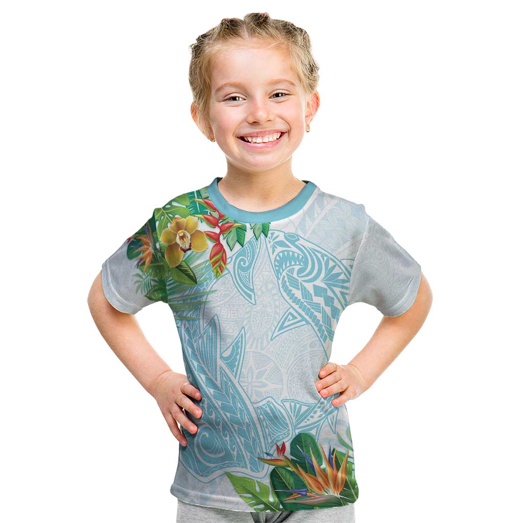 Polynesia Kid T Shirt Sharks Duo Tropical Turquoise LT7 Turquoise - Polynesian Pride