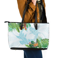 Polynesia Leather Tote Bag Sharks Duo Tropical Turquoise LT7 - Polynesian Pride