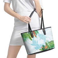 Polynesia Leather Tote Bag Sharks Duo Tropical Turquoise LT7 - Polynesian Pride