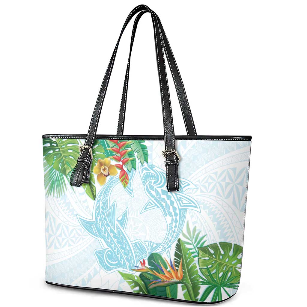 Polynesia Leather Tote Bag Sharks Duo Tropical Turquoise LT7 - Polynesian Pride