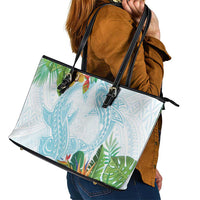 Polynesia Leather Tote Bag Sharks Duo Tropical Turquoise LT7 - Polynesian Pride
