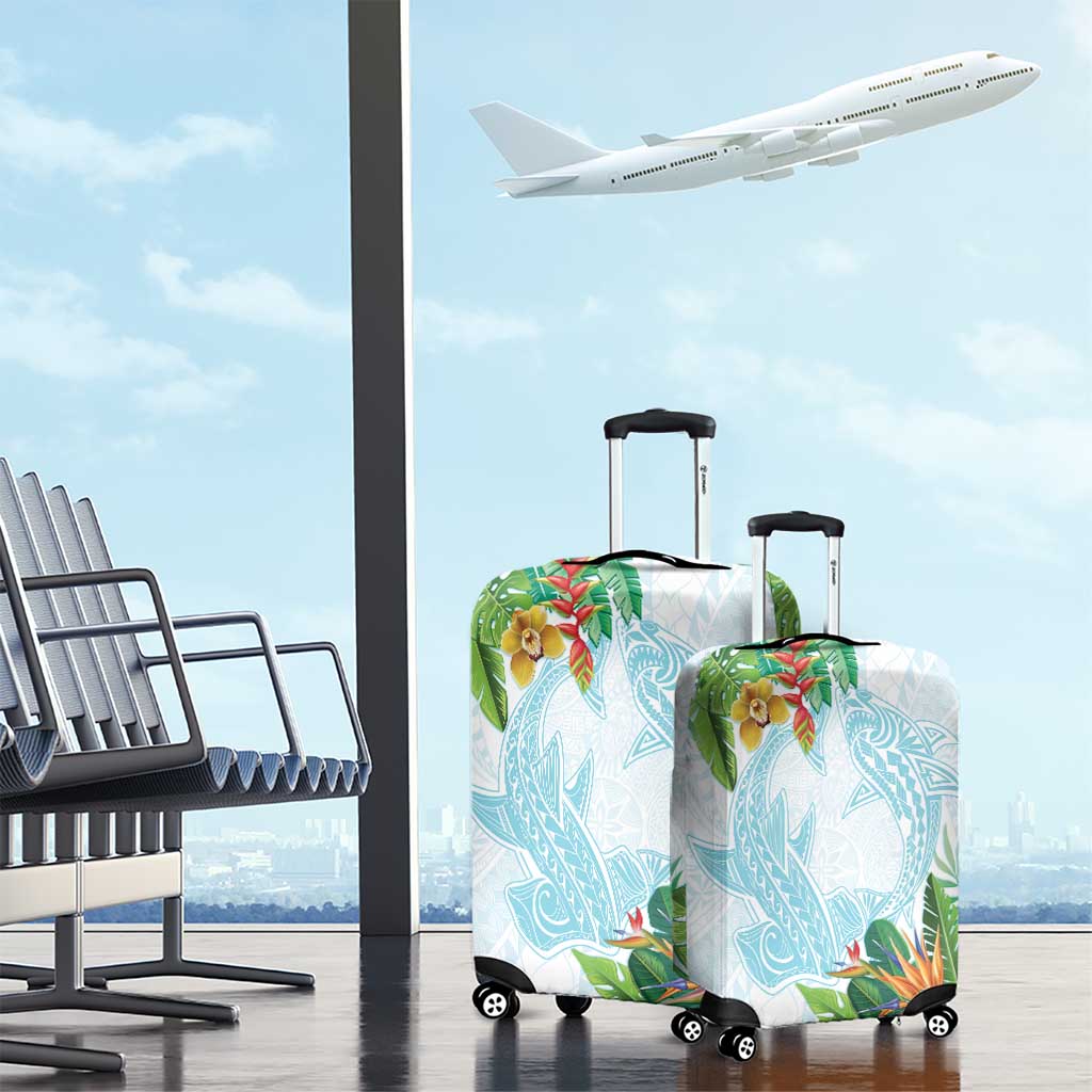 Polynesia Luggage Cover Sharks Duo Tropical Turquoise