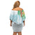 Polynesia Off Shoulder Short Dress Sharks Duo Tropical Turquoise