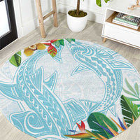Polynesia Round Carpet Sharks Duo Tropical Turquoise