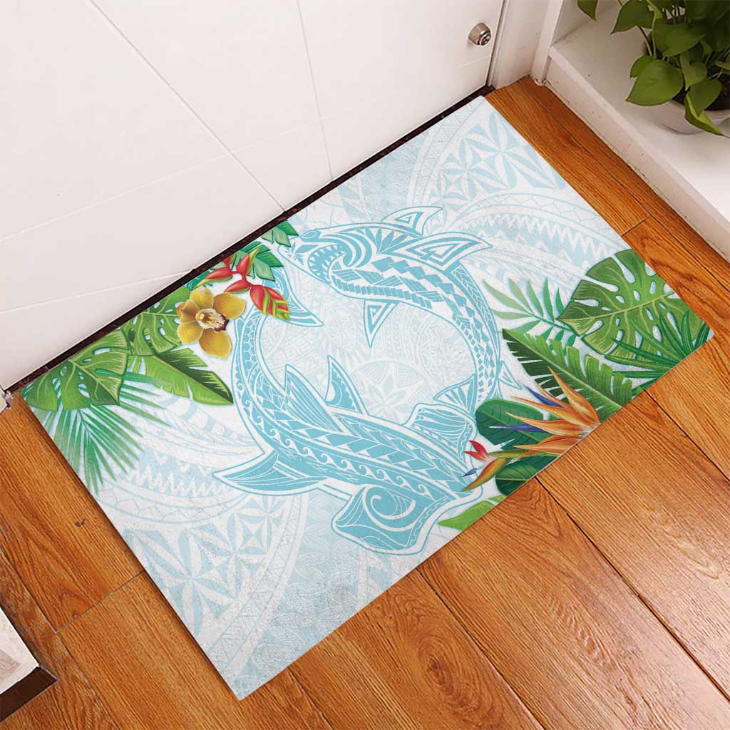 Polynesia Rubber Doormat Sharks Duo Tropical Turquoise LT7 - Polynesian Pride