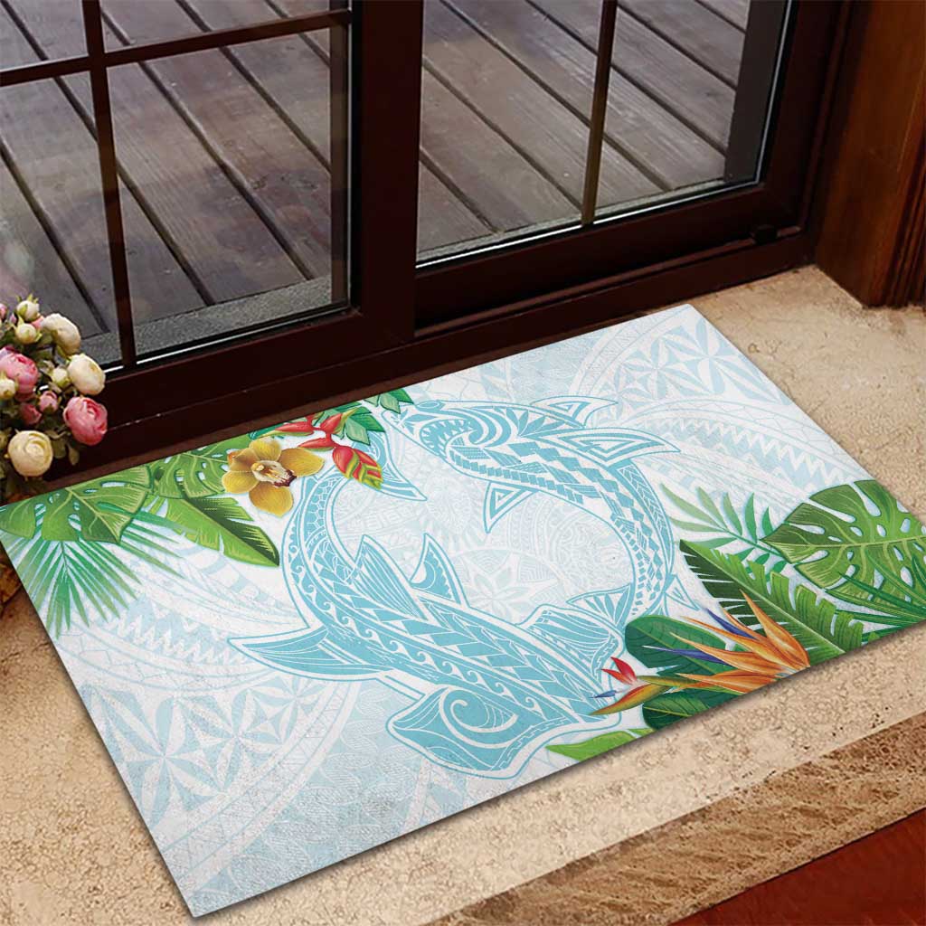 Polynesia Rubber Doormat Sharks Duo Tropical Turquoise LT7 - Polynesian Pride