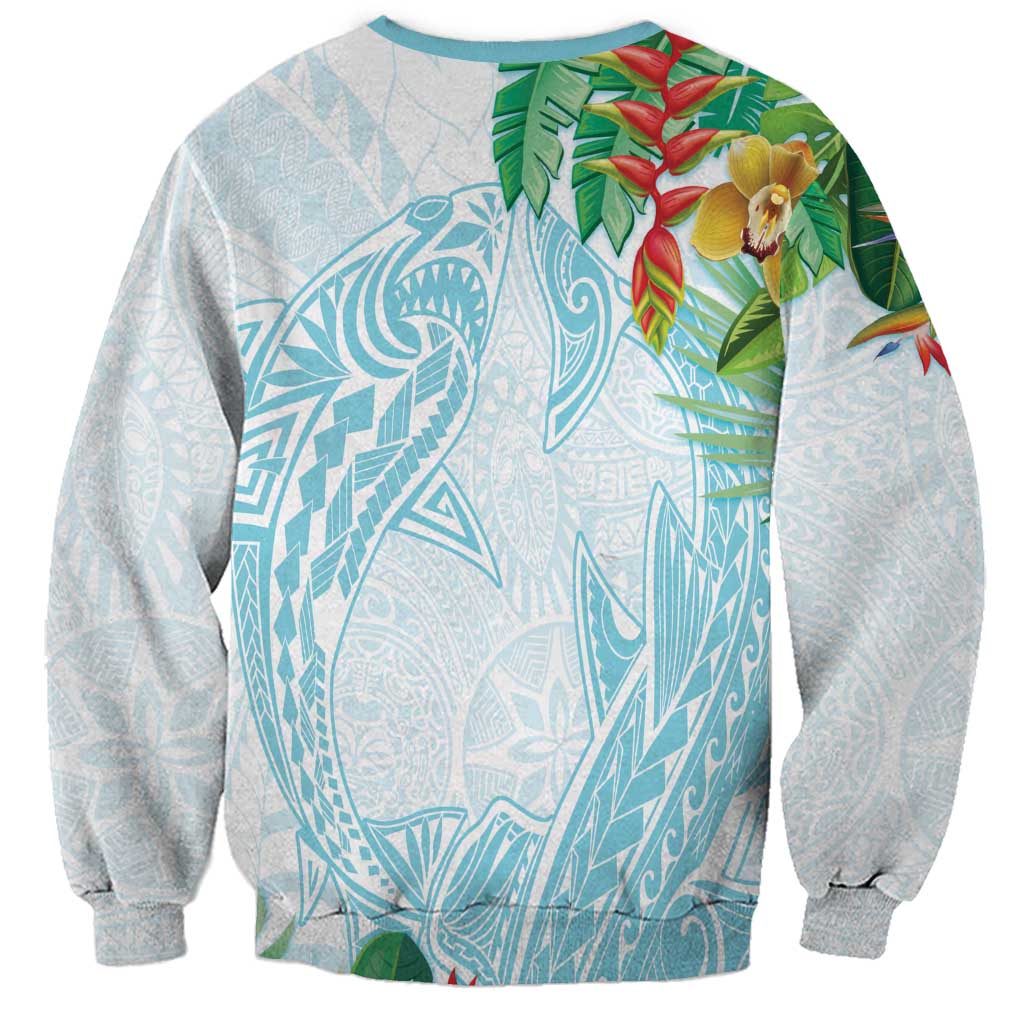 Polynesia Sweatshirt Sharks Duo Tropical Turquoise LT7 - Polynesian Pride