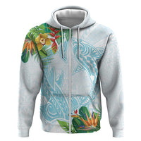 Polynesia Zip Hoodie Sharks Duo Tropical Turquoise LT7 Zip Hoodie Turquoise - Polynesian Pride