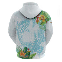 Polynesia Zip Hoodie Sharks Duo Tropical Turquoise LT7 - Polynesian Pride