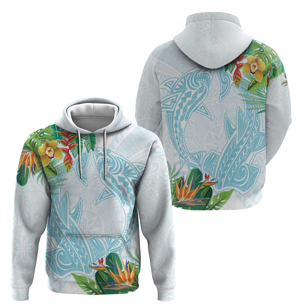 Polynesia Zip Hoodie Sharks Duo Tropical Turquoise LT7 - Polynesian Pride