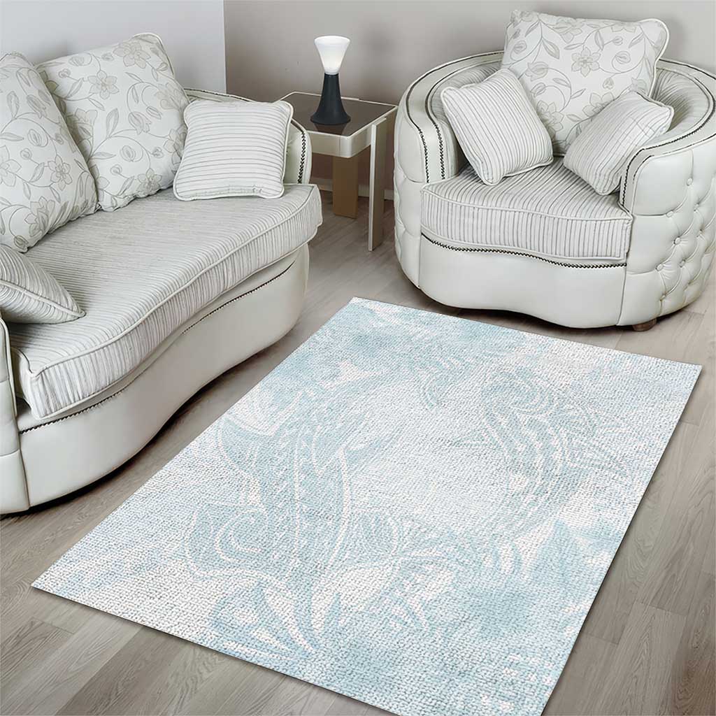 Polynesia Area Rug Sharks Duo Tropical Off White