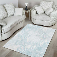 Polynesia Area Rug Sharks Duo Tropical Off White