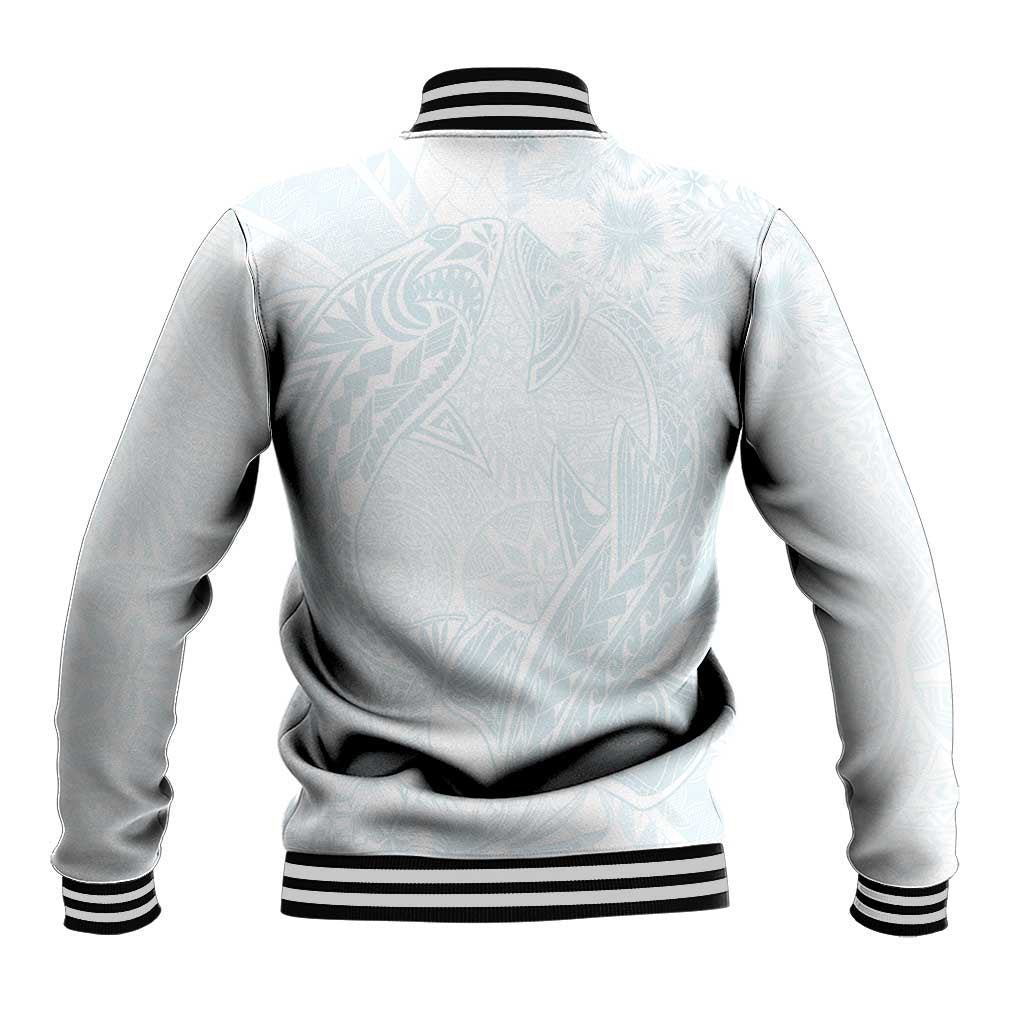Polynesia Baseball Jacket Sharks Duo Tropical Off White LT7 - Polynesian Pride