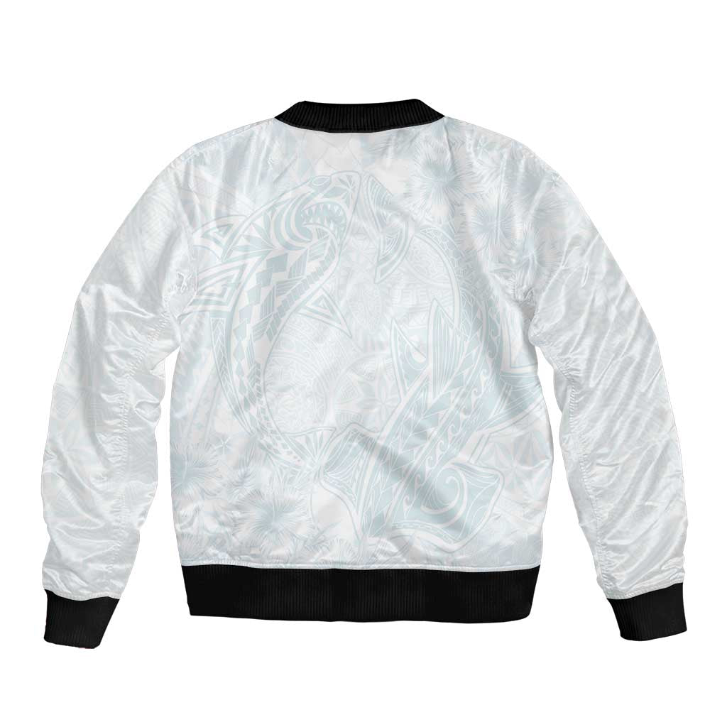 Polynesia Bomber Jacket Sharks Duo Tropical Off White