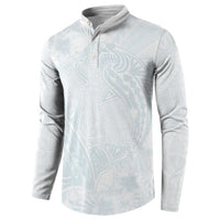 Polynesia Button Sweatshirt Sharks Duo Tropical Off White LT7 - Polynesian Pride