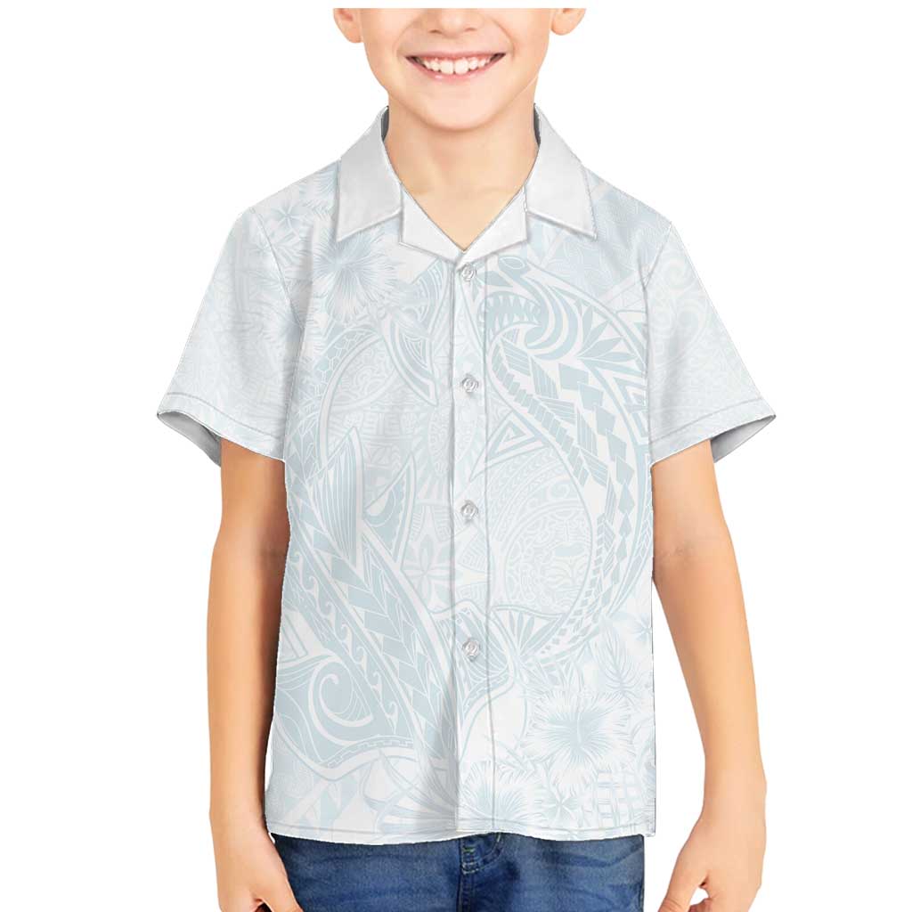 Polynesia Family Matching Mermaid Dress and Hawaiian Shirt Sharks Duo Tropical Off White