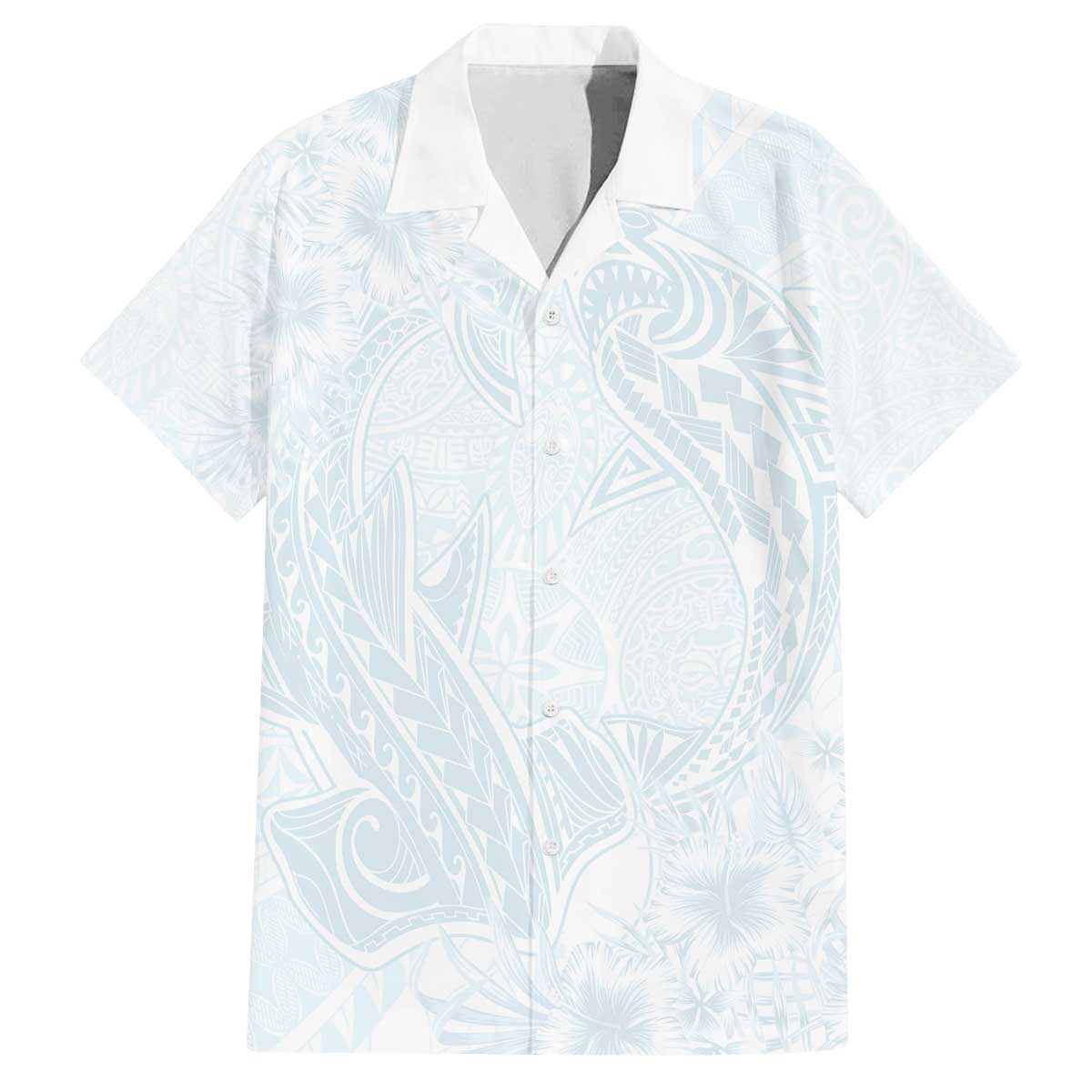 Polynesia Family Matching Off Shoulder Short Dress and Hawaiian Shirt Sharks Duo Tropical Off White