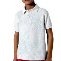 Polynesia Kid Polo Shirt Sharks Duo Tropical Off White LT7 Kid White - Polynesian Pride