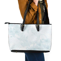 Polynesia Leather Tote Bag Sharks Duo Tropical Off White LT7 - Polynesian Pride