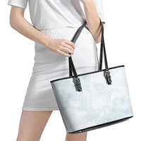 Polynesia Leather Tote Bag Sharks Duo Tropical Off White LT7 - Polynesian Pride