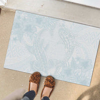 Polynesia Rubber Doormat Sharks Duo Tropical Off White LT7 - Polynesian Pride