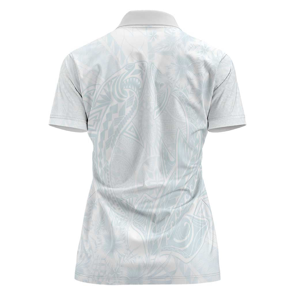Polynesia Women Polo Shirt Sharks Duo Tropical Off White