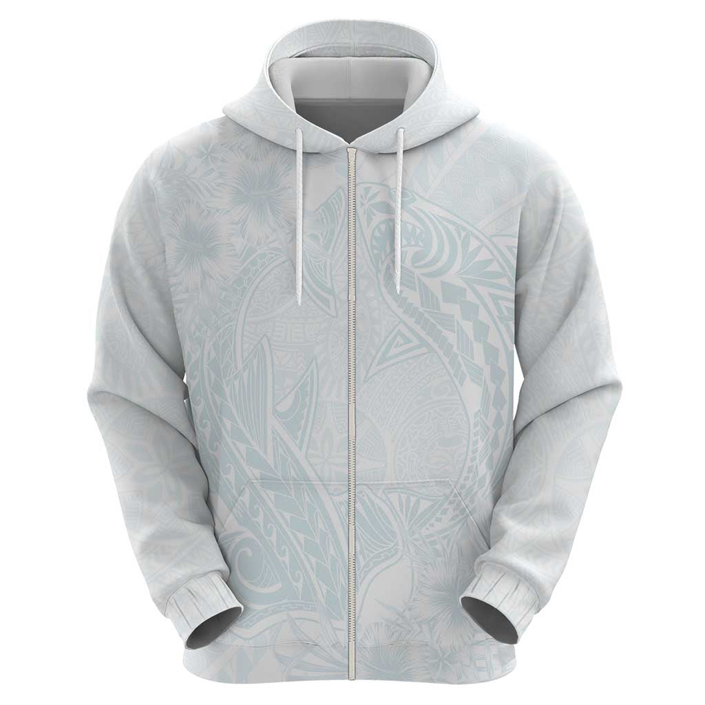 Polynesia Zip Hoodie Sharks Duo Tropical Off White LT7 - Polynesian Pride