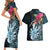 Niue Personalised Couples Matching Short Sleeve Bodycon Dress and Hawaiian Shirt Hiapo Mix Coconut Crab